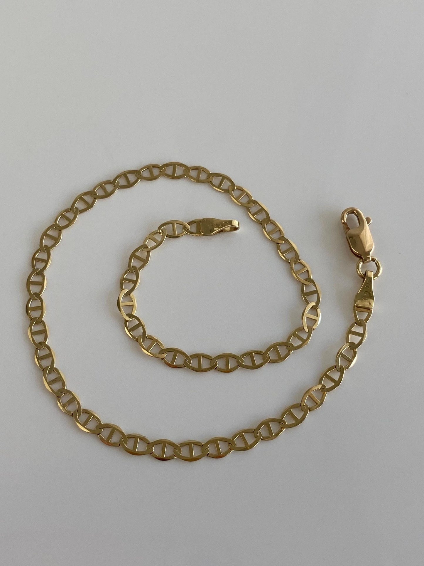 Vintage Solid 10k Yellow Gold Mariner Link Bracelet - 9.25 inches