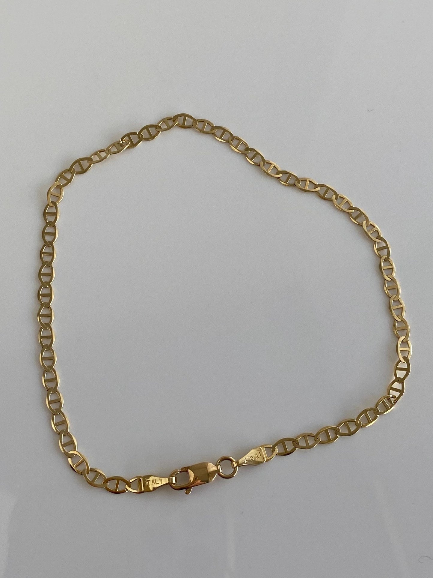 Vintage Solid 10k Yellow Gold Mariner Link Bracelet - 9.25 inches