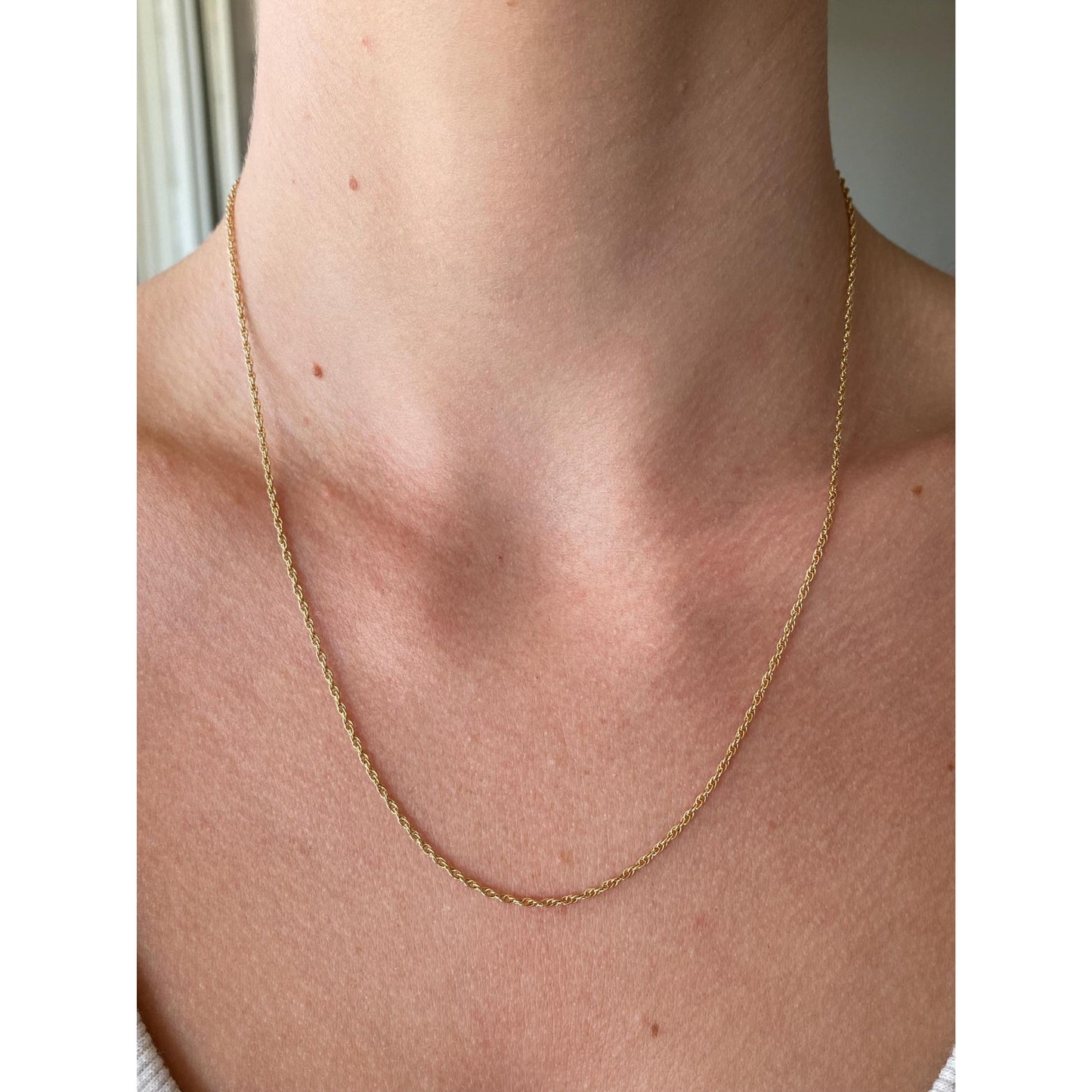 Vintage Solid 14k Yellow Gold Dainty Chain Necklace - 18.75 inches
