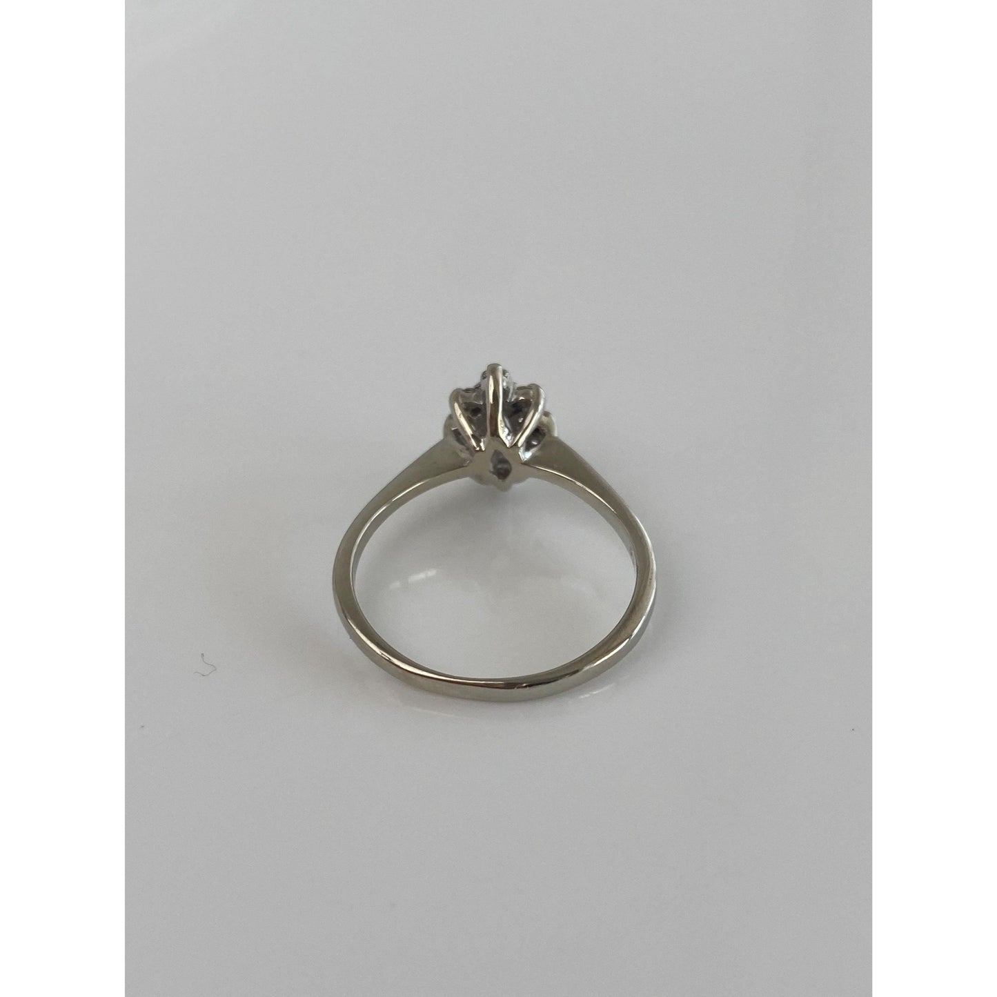 Vintage Solid 10k White Gold Diamond Halo Aquamarine Ring - Size 7.25