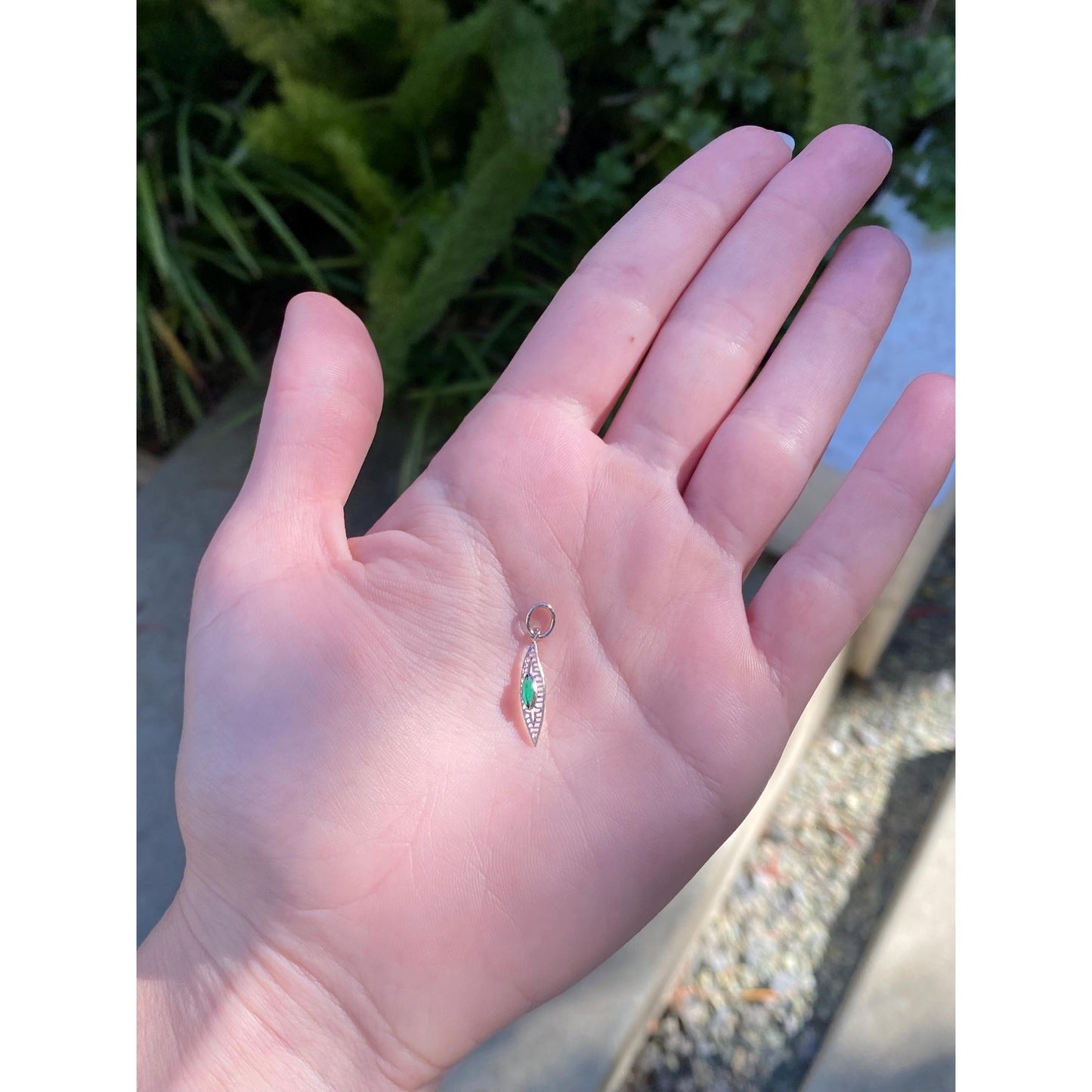 Vintage Solid 10k White Gold Green Cubic Zirconia Stick Pin Conversion Charm