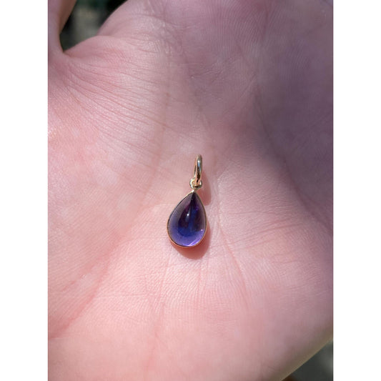 Vintage Solid 14k Yellow Gold Amethyst Stick Pin Conversion Charm