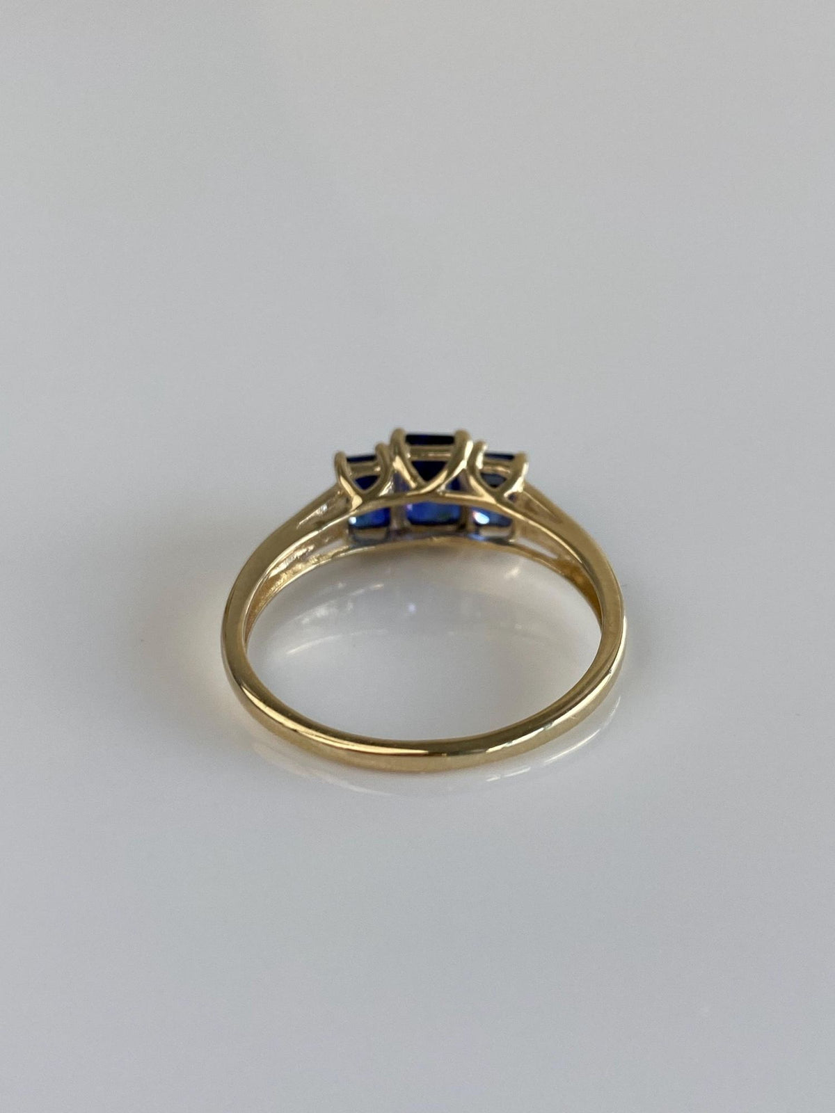 Vintage Solid 10k White & Yellow Gold Diamond Blue Sapphire Ring - Size 8.25