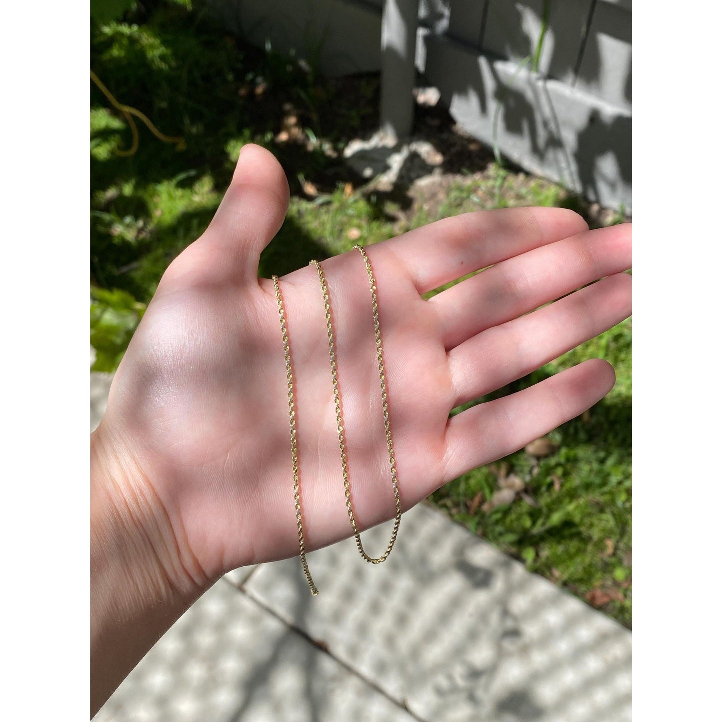 Vintage Solid 14k Yellow Gold Dainty Rope Chain Necklace - 17.75 inches