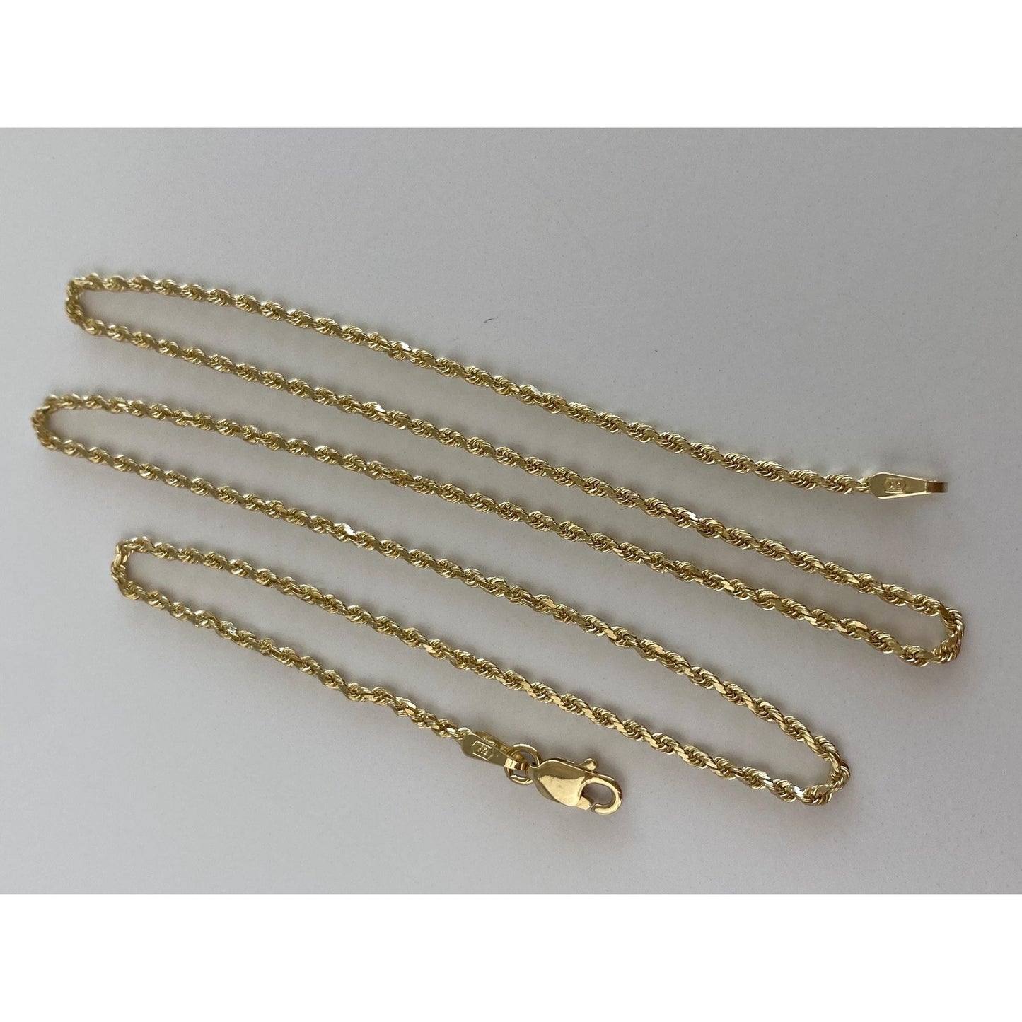 Vintage Solid 14k Yellow Gold Dainty Rope Chain Necklace - 17.75 inches