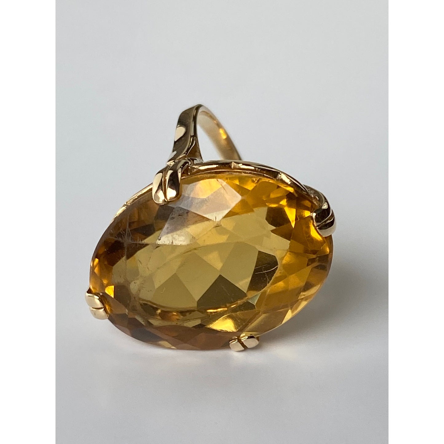 Vintage Solid 14k Yellow Gold Citrine Ring - Size 4.5