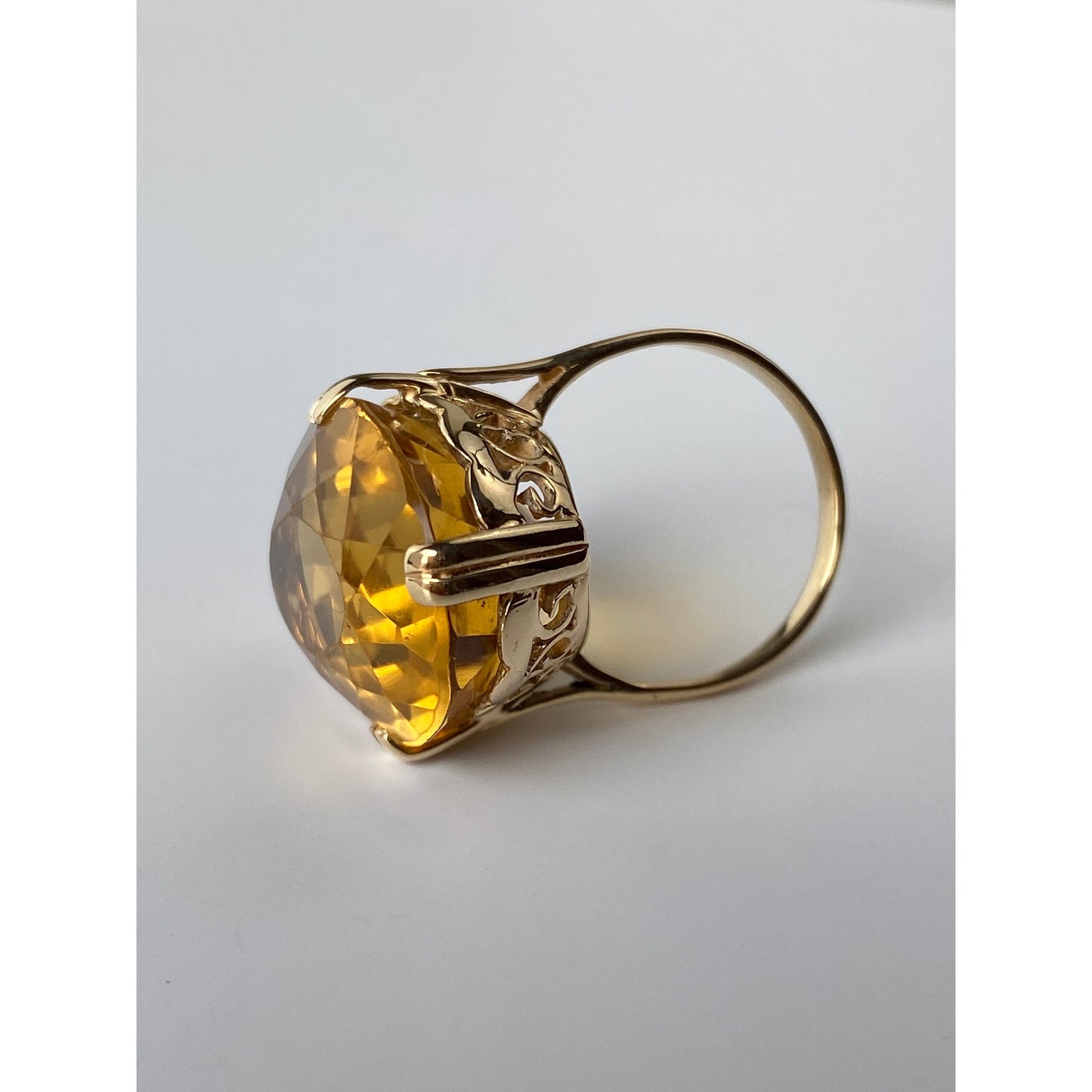 Vintage Solid 14k Yellow Gold Citrine Ring - Size 4.5