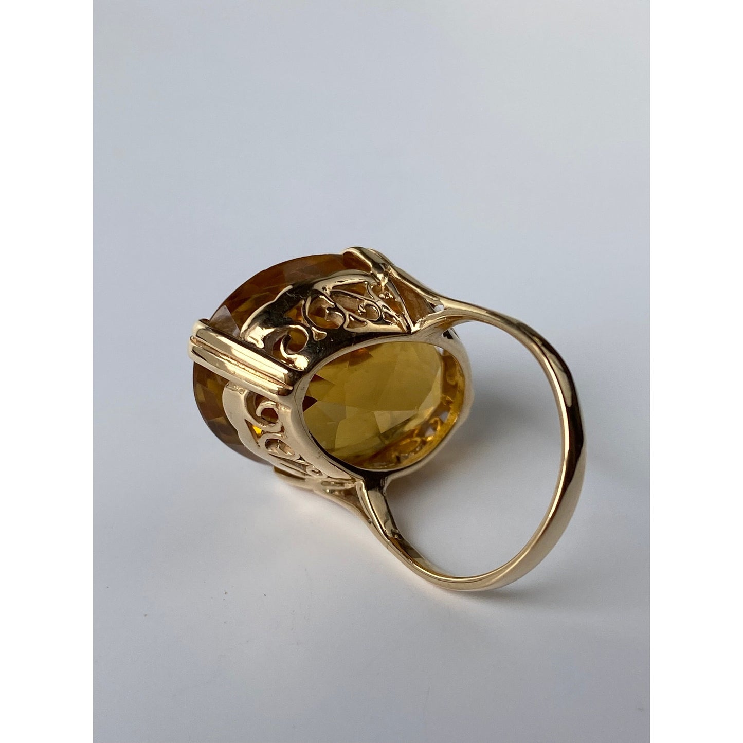 Vintage Solid 14k Yellow Gold Citrine Ring - Size 4.5