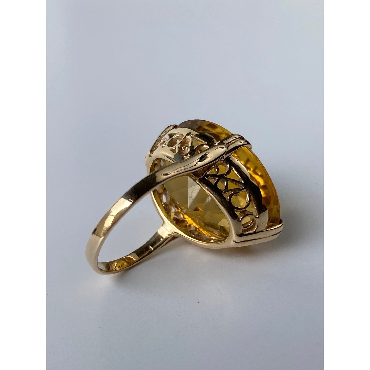 Vintage Solid 14k Yellow Gold Citrine Ring - Size 4.5