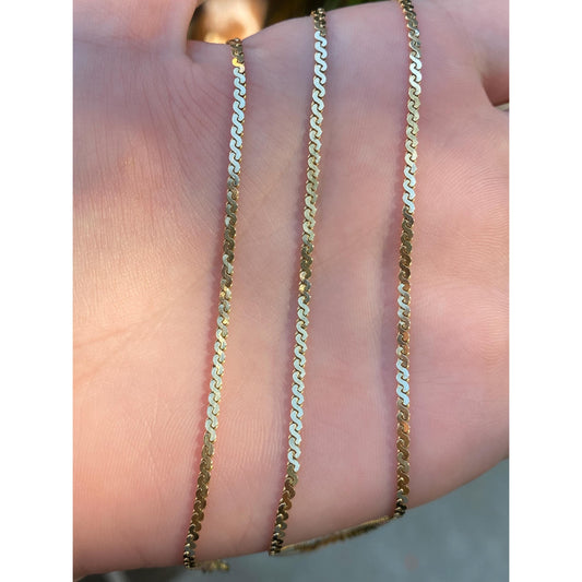 Vintage Solid 14k Yellow Gold Chunky Serpentine Chain Necklace - 24.75 inches