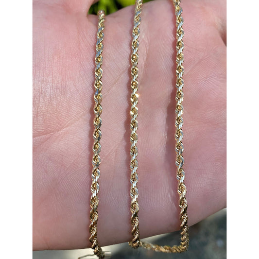 Vintage Solid 14k Yellow Gold Rope Chain Necklace - 20 inches