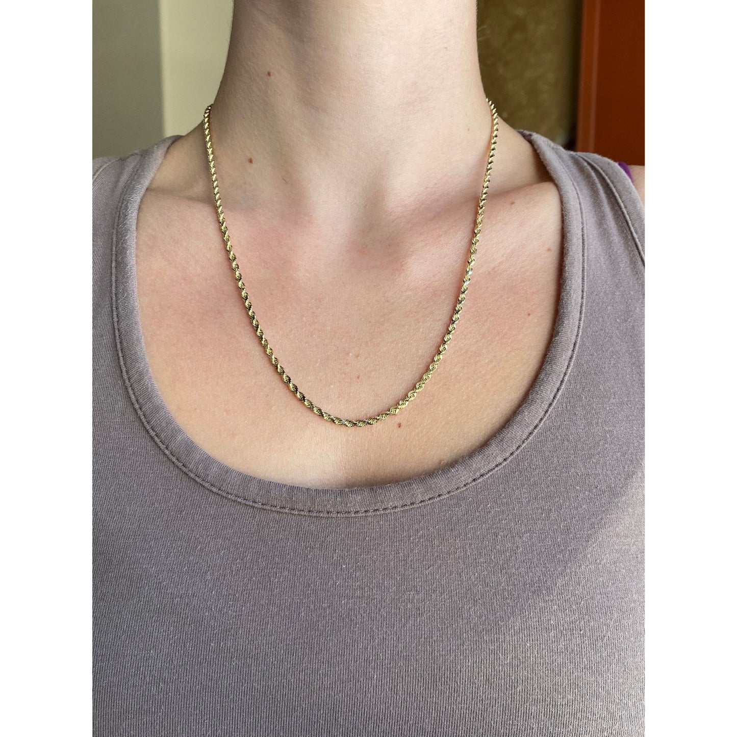 Vintage Solid 14k Yellow Gold Rope Chain Necklace - 20 inches