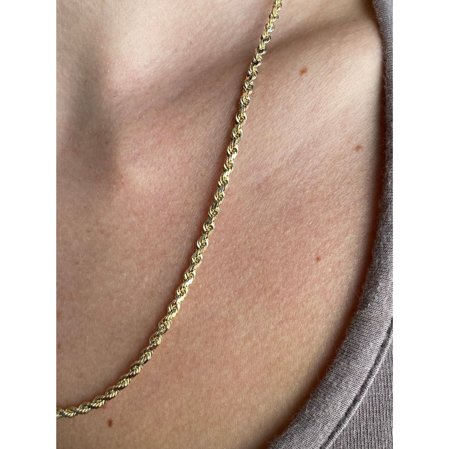 Vintage Solid 14k Yellow Gold Rope Chain Necklace - 20 inches