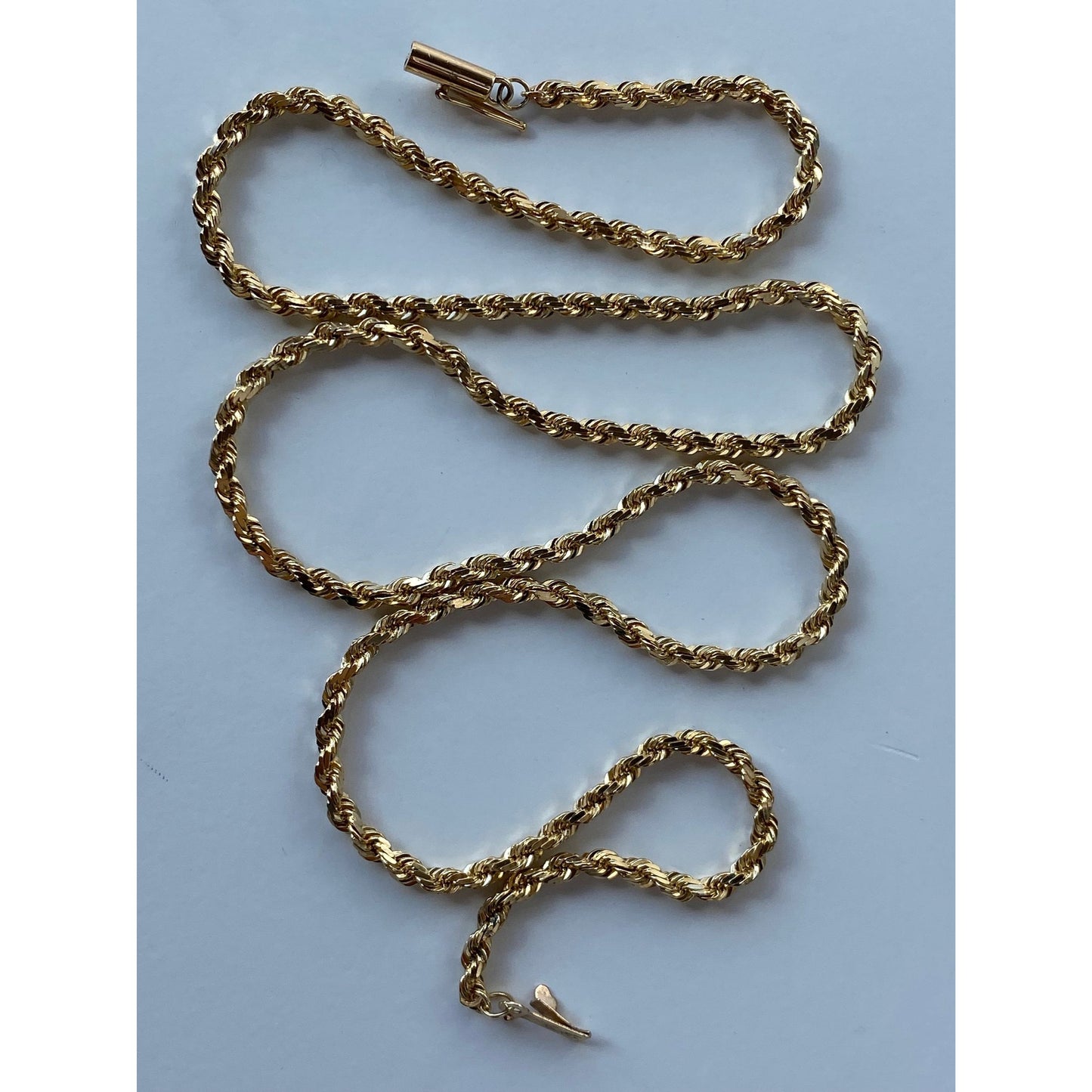 Vintage Solid 14k Yellow Gold Rope Chain Necklace - 20 inches