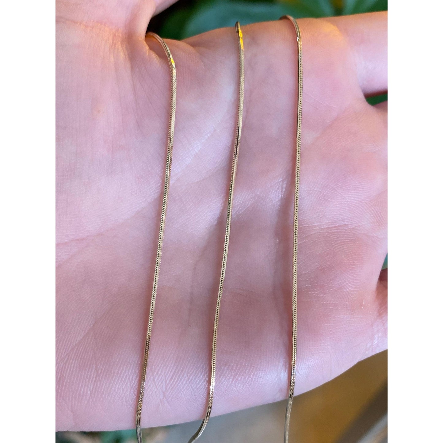 Vintage Solid 14k Yellow Gold Square Snake Chain Necklace - 18 inches