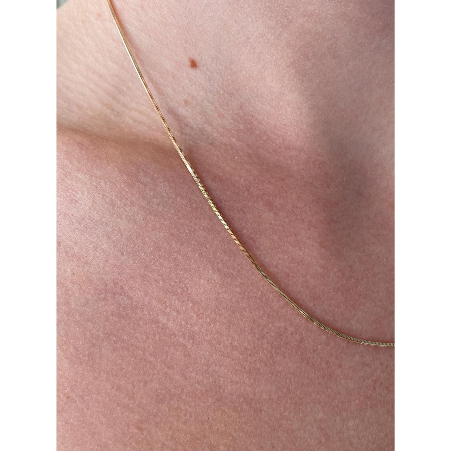 Vintage Solid 14k Yellow Gold Square Snake Chain Necklace - 18 inches