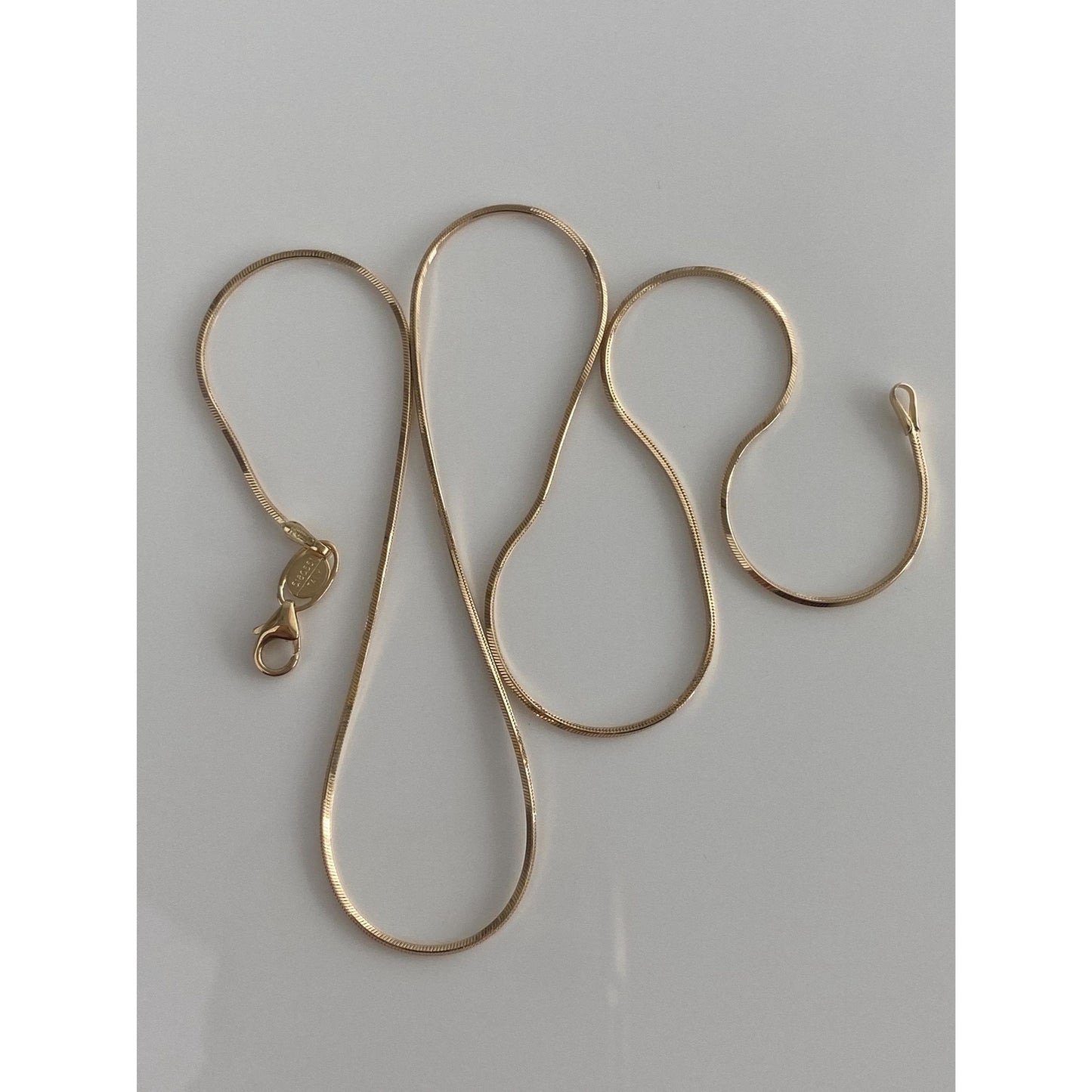 Vintage Solid 14k Yellow Gold Square Snake Chain Necklace - 18 inches