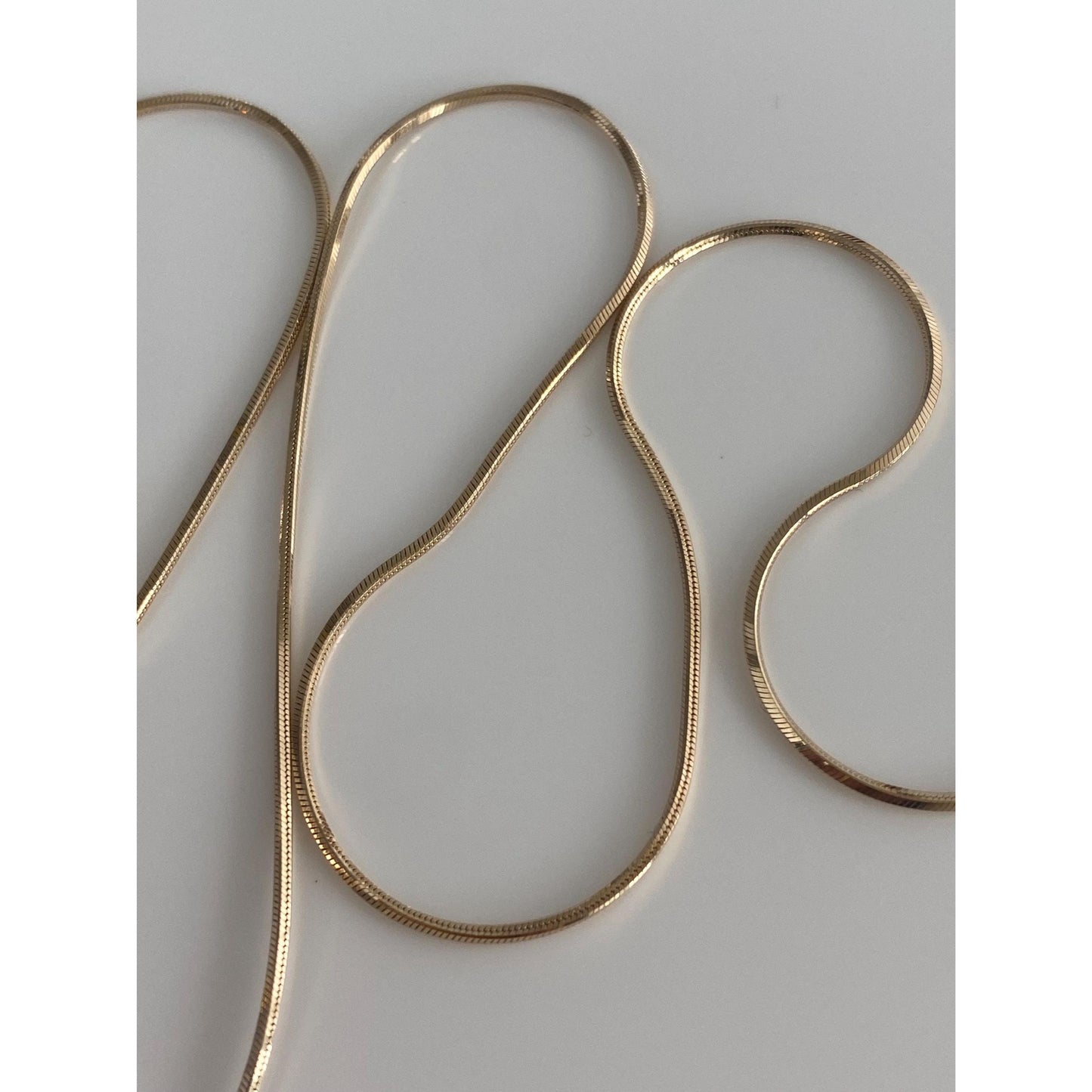 Vintage Solid 14k Yellow Gold Square Snake Chain Necklace - 18 inches