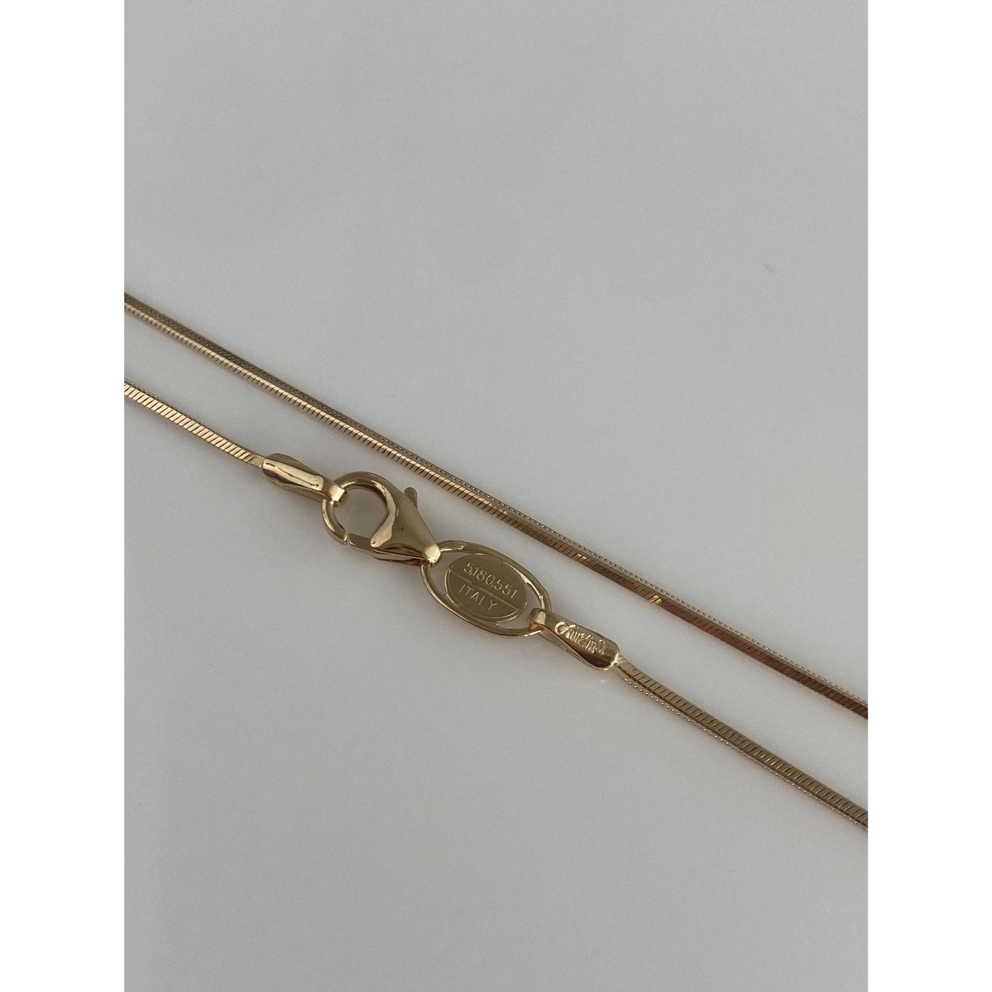 Vintage Solid 14k Yellow Gold Square Snake Chain Necklace - 18 inches