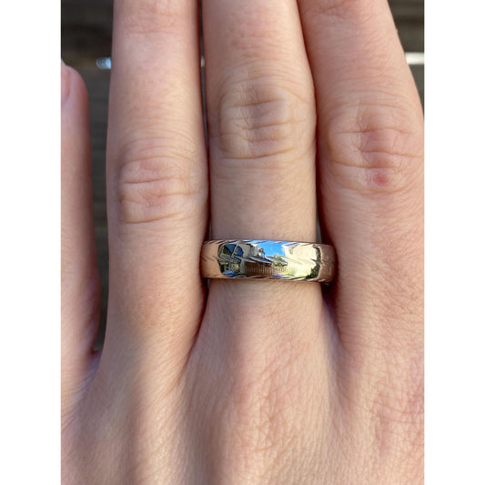 Vintage Solid 14k White Gold Pattern Ring Band - Size 9.25