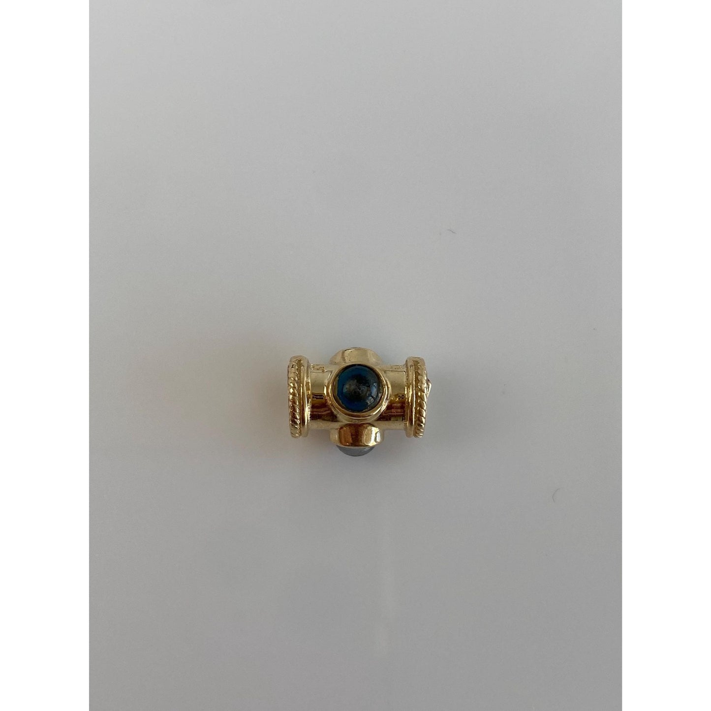 Vintage Solid 14k Yellow Gold Tube Evil Eye Bead Charm