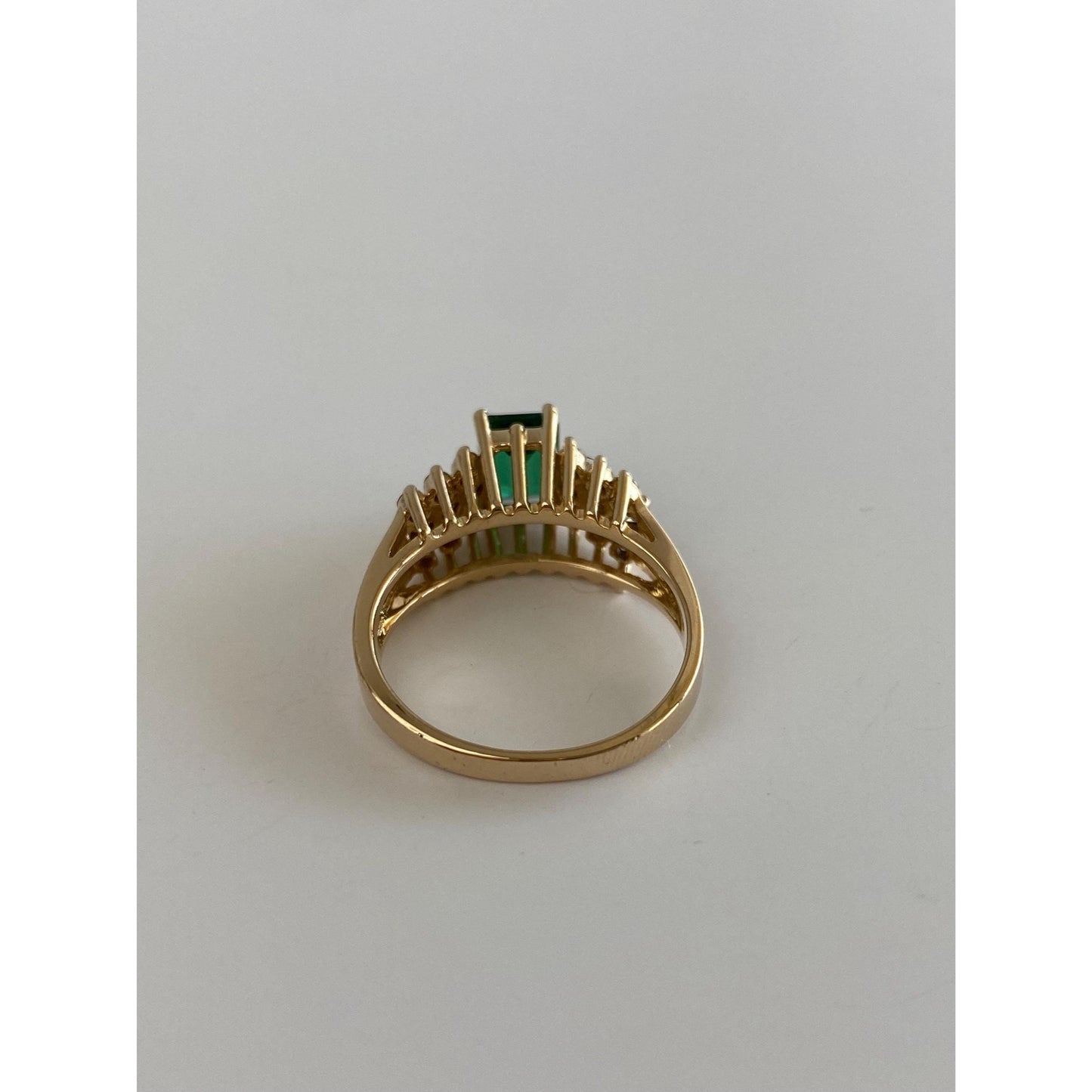 Solid 14k Yellow Gold Lab Emerald Cubic Zirconia Ring - Size 6