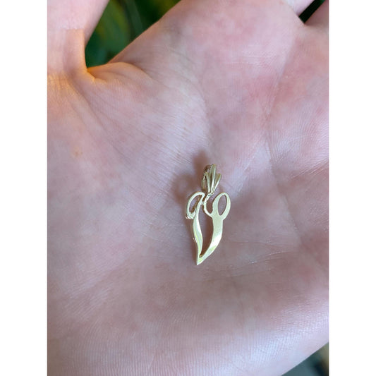 Vintage Solid 14k Yellow Gold Initial 'V' Charm