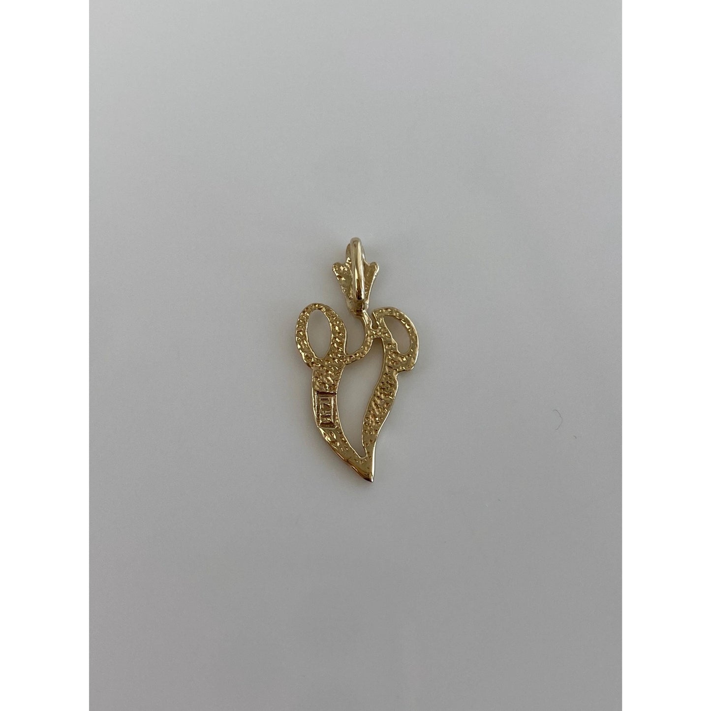 Vintage Solid 14k Yellow Gold Initial 'V' Charm