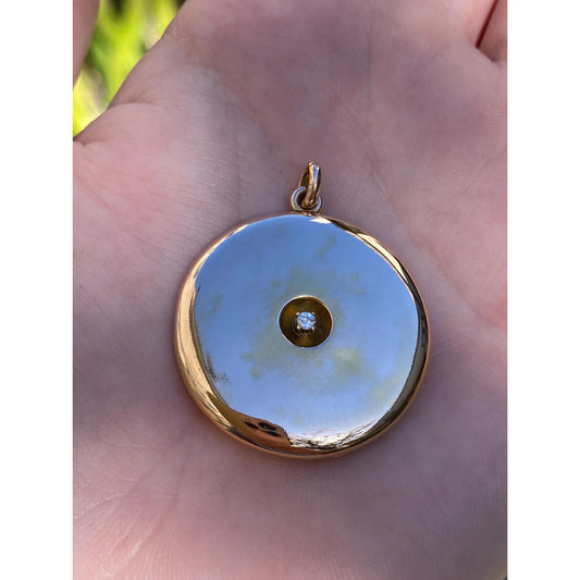 Vintage Solid 10k Yellow Gold Clear Sapphire Monogram Locket Charm