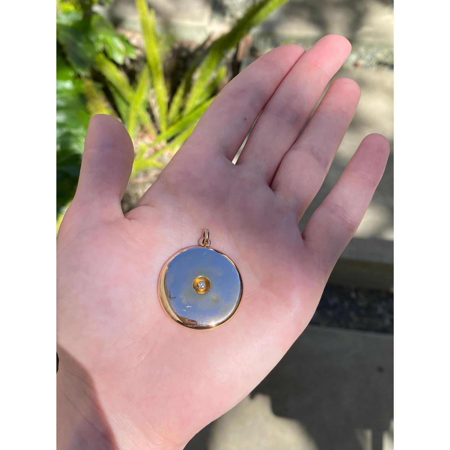 Vintage Solid 10k Yellow Gold Clear Sapphire Monogram Locket Charm