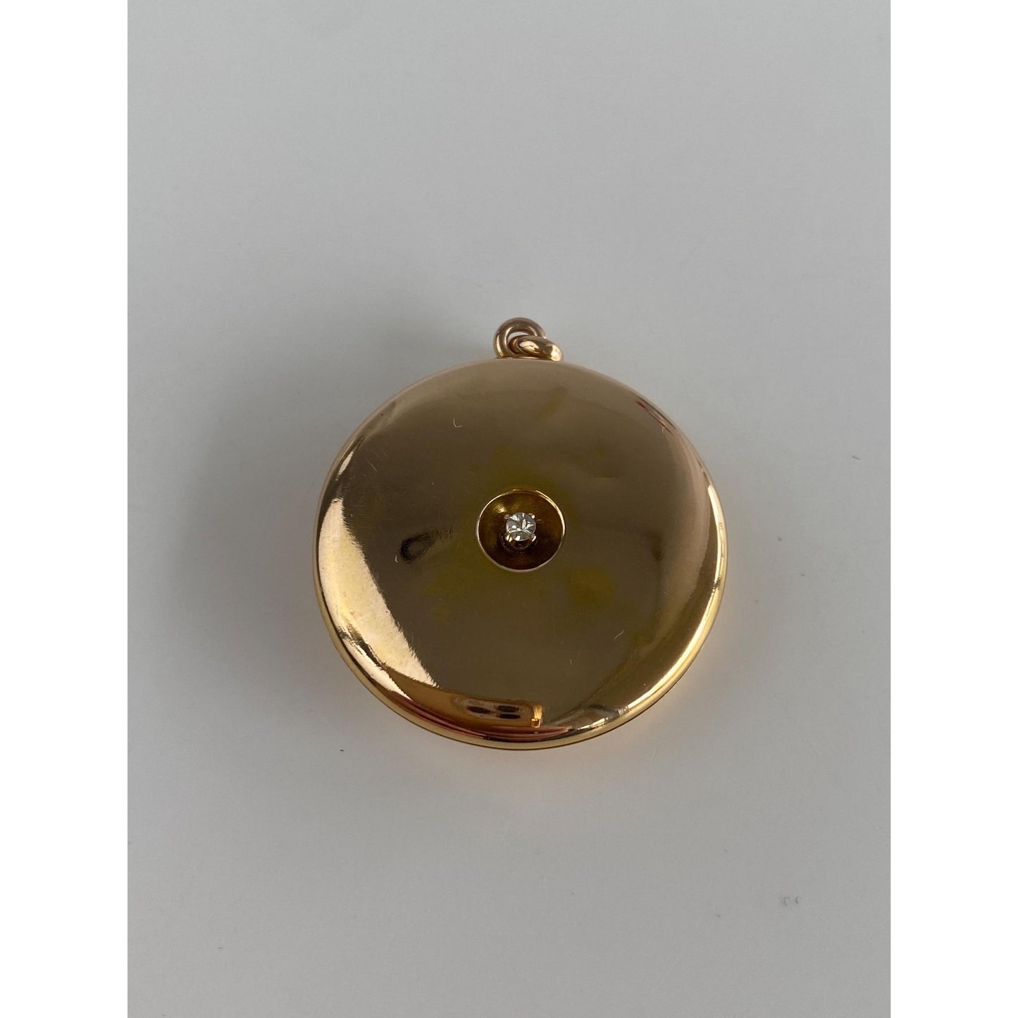 Vintage Solid 10k Yellow Gold Clear Sapphire Monogram Locket Charm