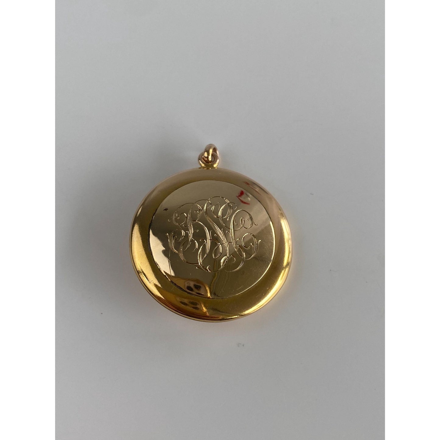 Vintage Solid 10k Yellow Gold Clear Sapphire Monogram Locket Charm