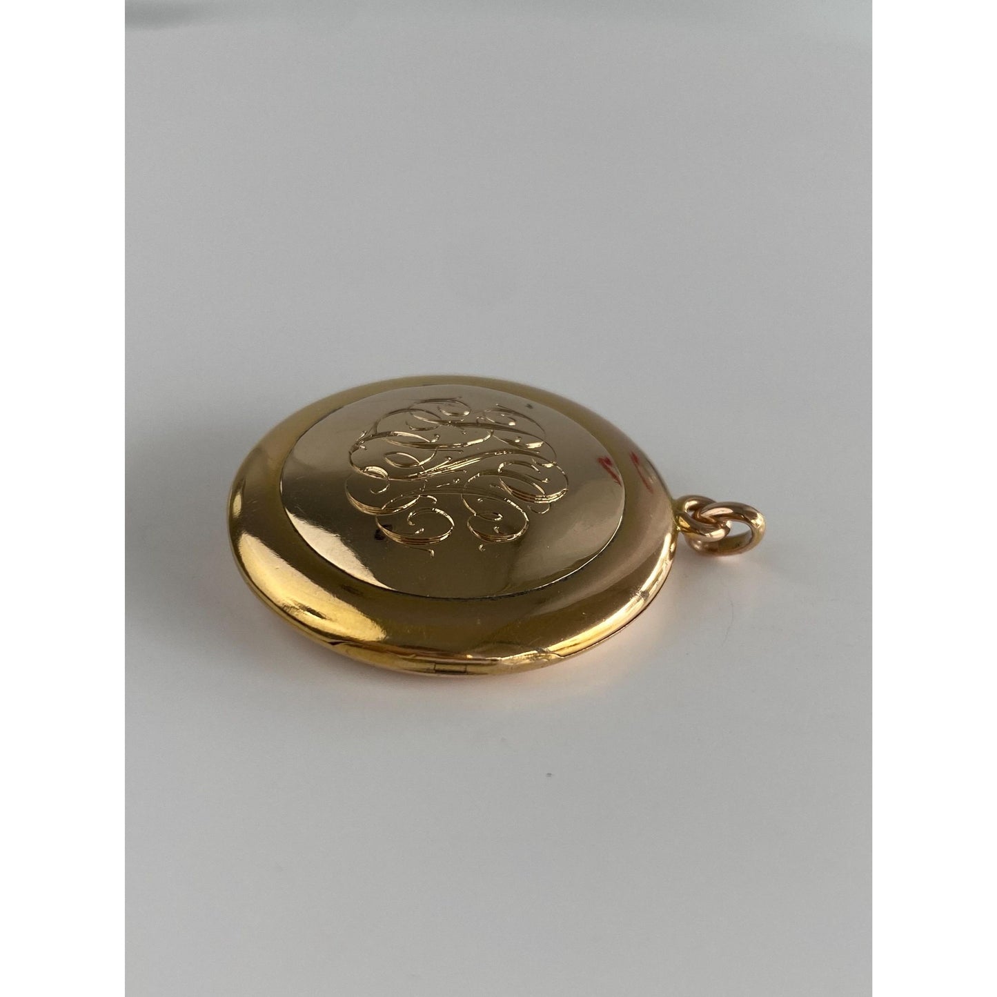 Vintage Solid 10k Yellow Gold Clear Sapphire Monogram Locket Charm