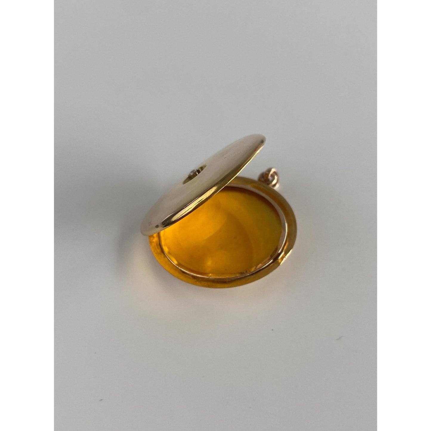 Vintage Solid 10k Yellow Gold Clear Sapphire Monogram Locket Charm