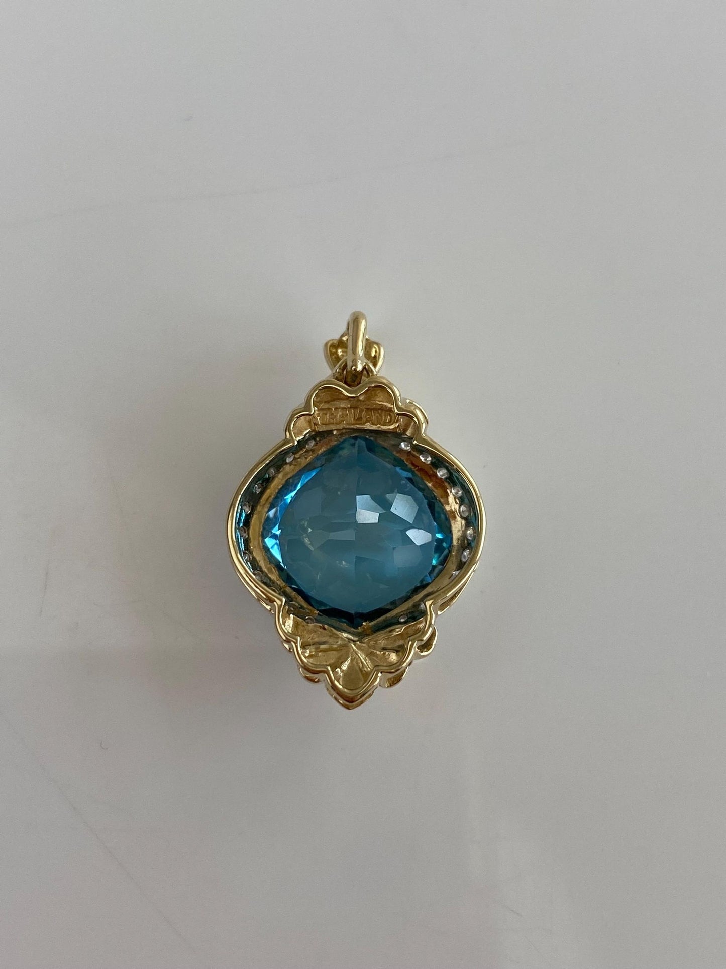 Vintage Solid 14k White & Yellow Gold Diamond Halo Topaz Charm