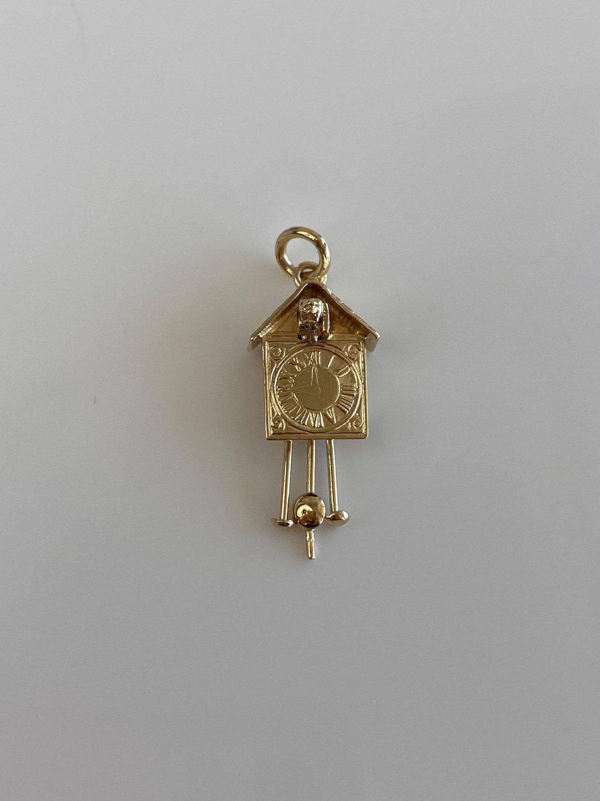 Solid 14k Yellow Gold Cuckoo Clock Charm