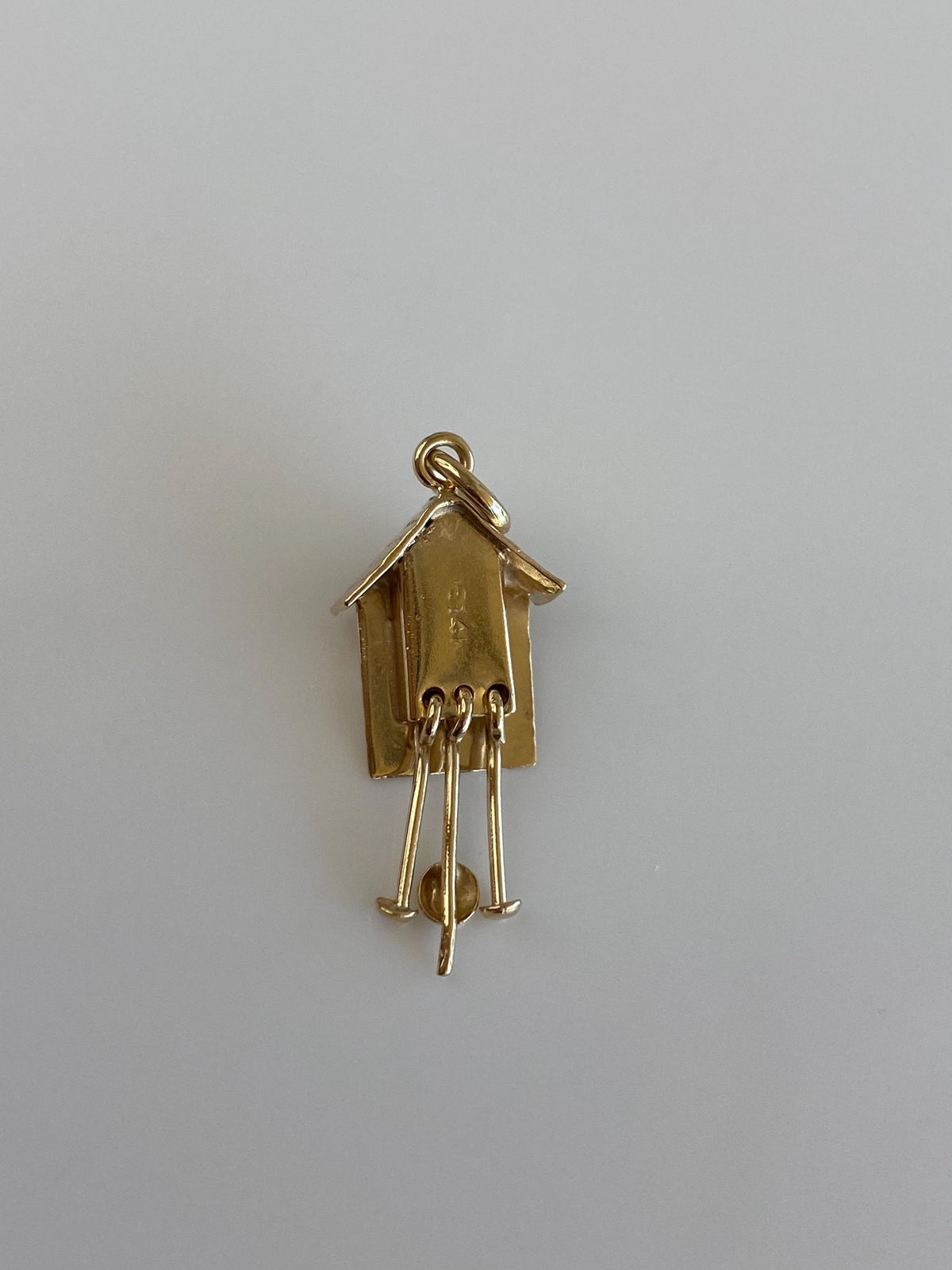 Solid 14k Yellow Gold Cuckoo Clock Charm