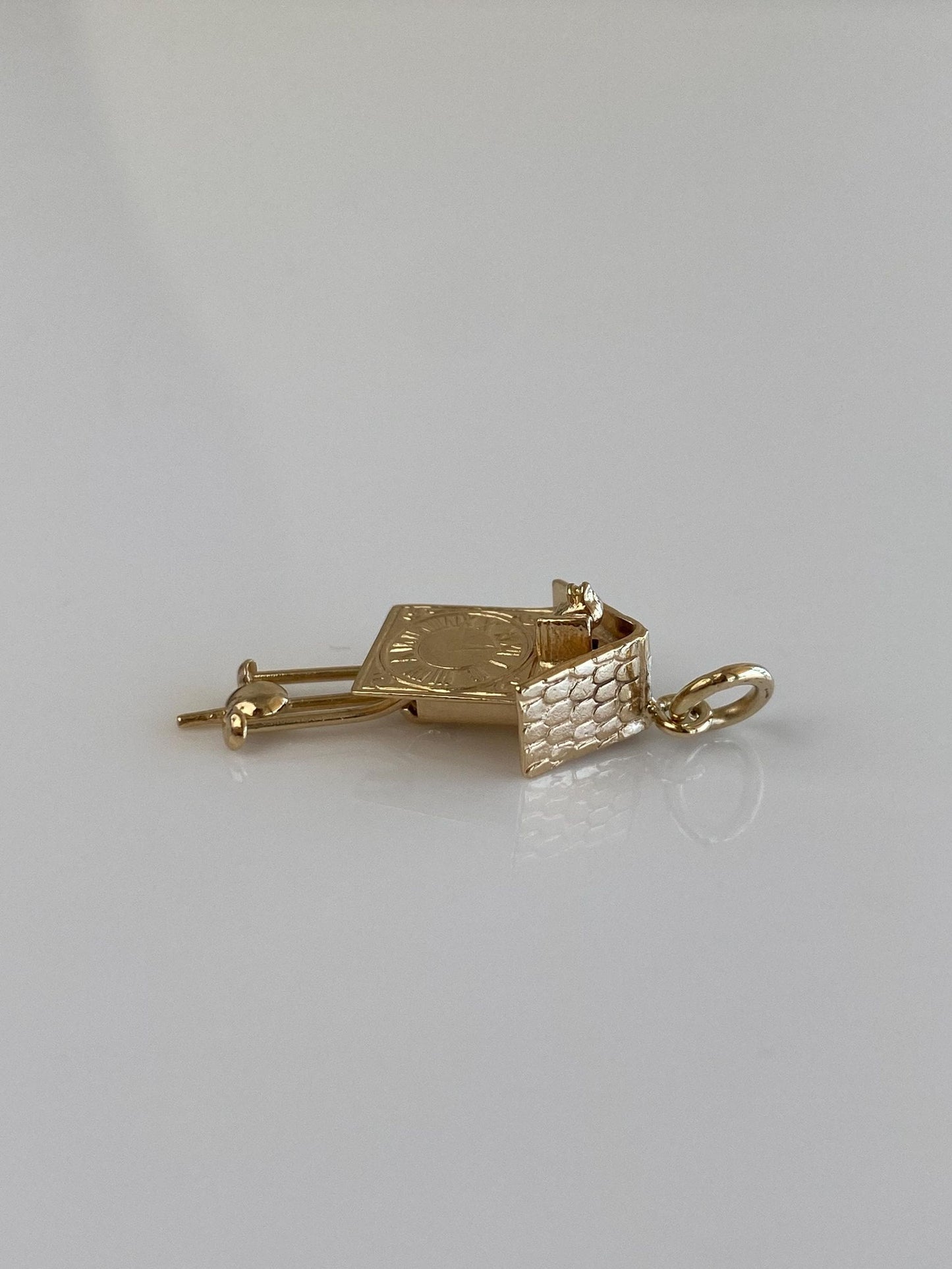 Solid 14k Yellow Gold Cuckoo Clock Charm