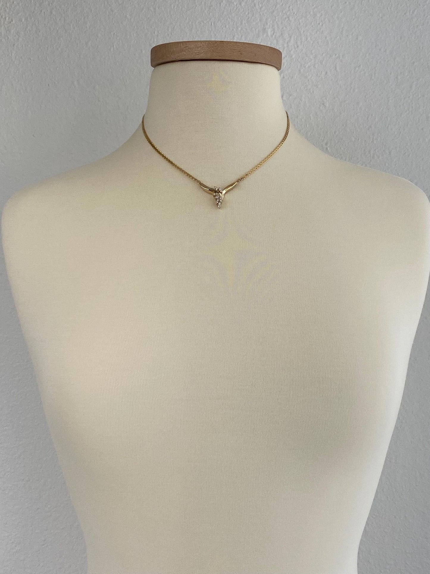 Vintage Solid 14k Yellow Gold Diamond Flat Chain Necklace - 17 inches