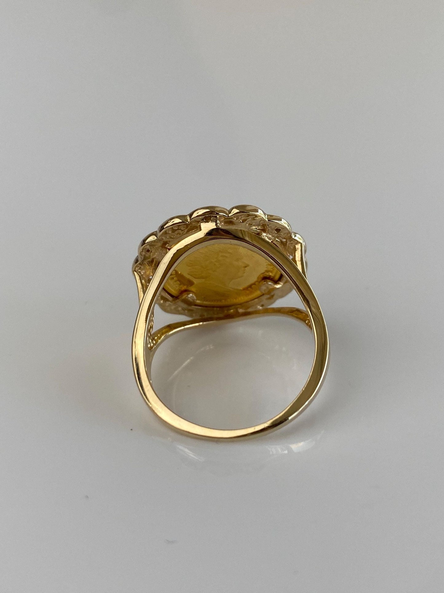 Vintage Solid 24k Yellow Gold Kittens 1/25 Oz. Coin in 14k Ring - Size 6.75