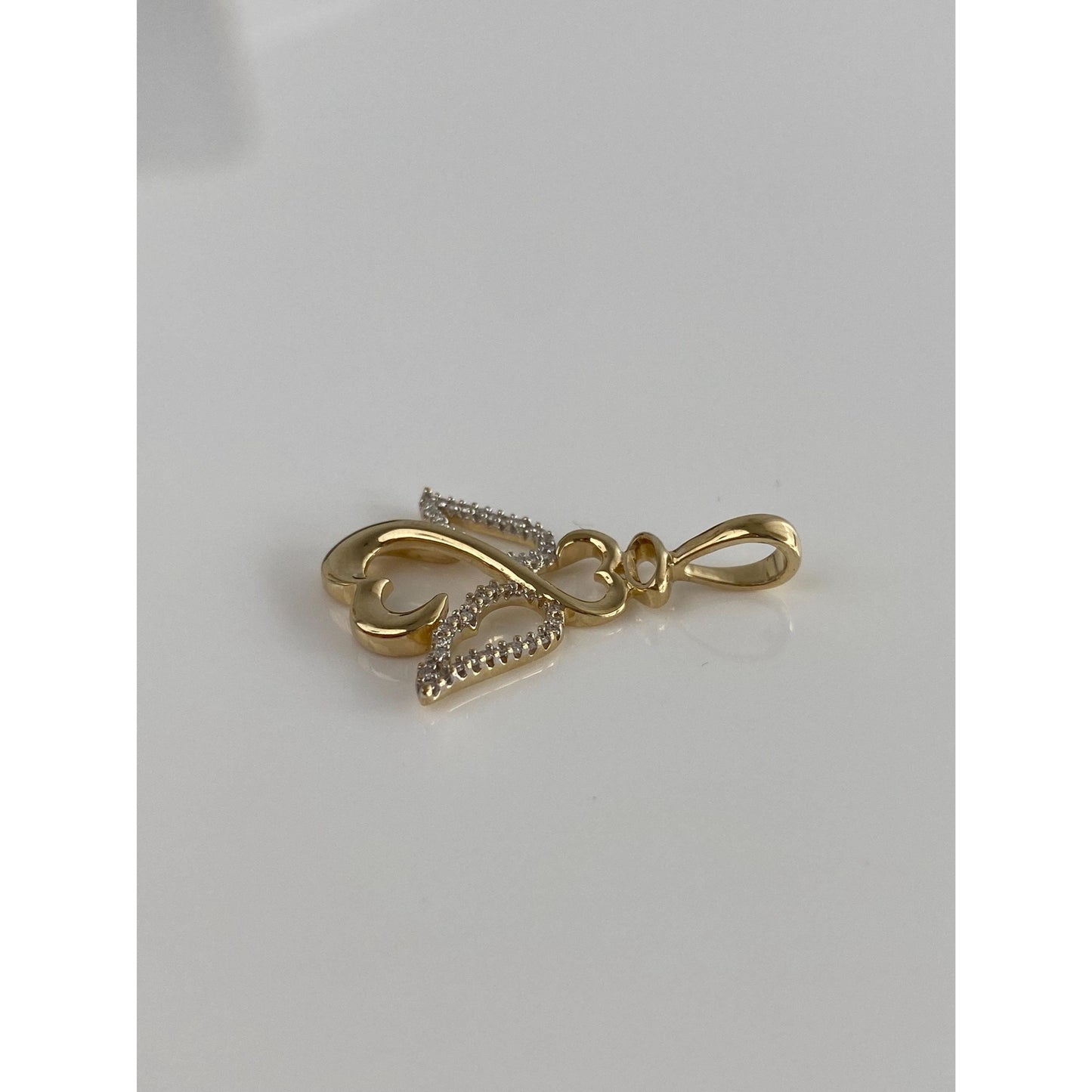 Vintage Solid 14k Yellow Gold Diamond Angel Charm
