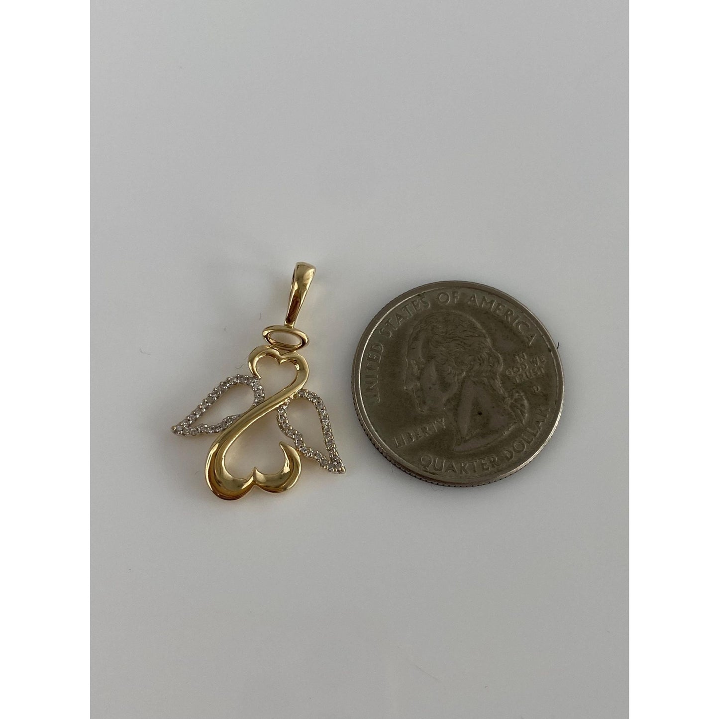 Vintage Solid 14k Yellow Gold Diamond Angel Charm