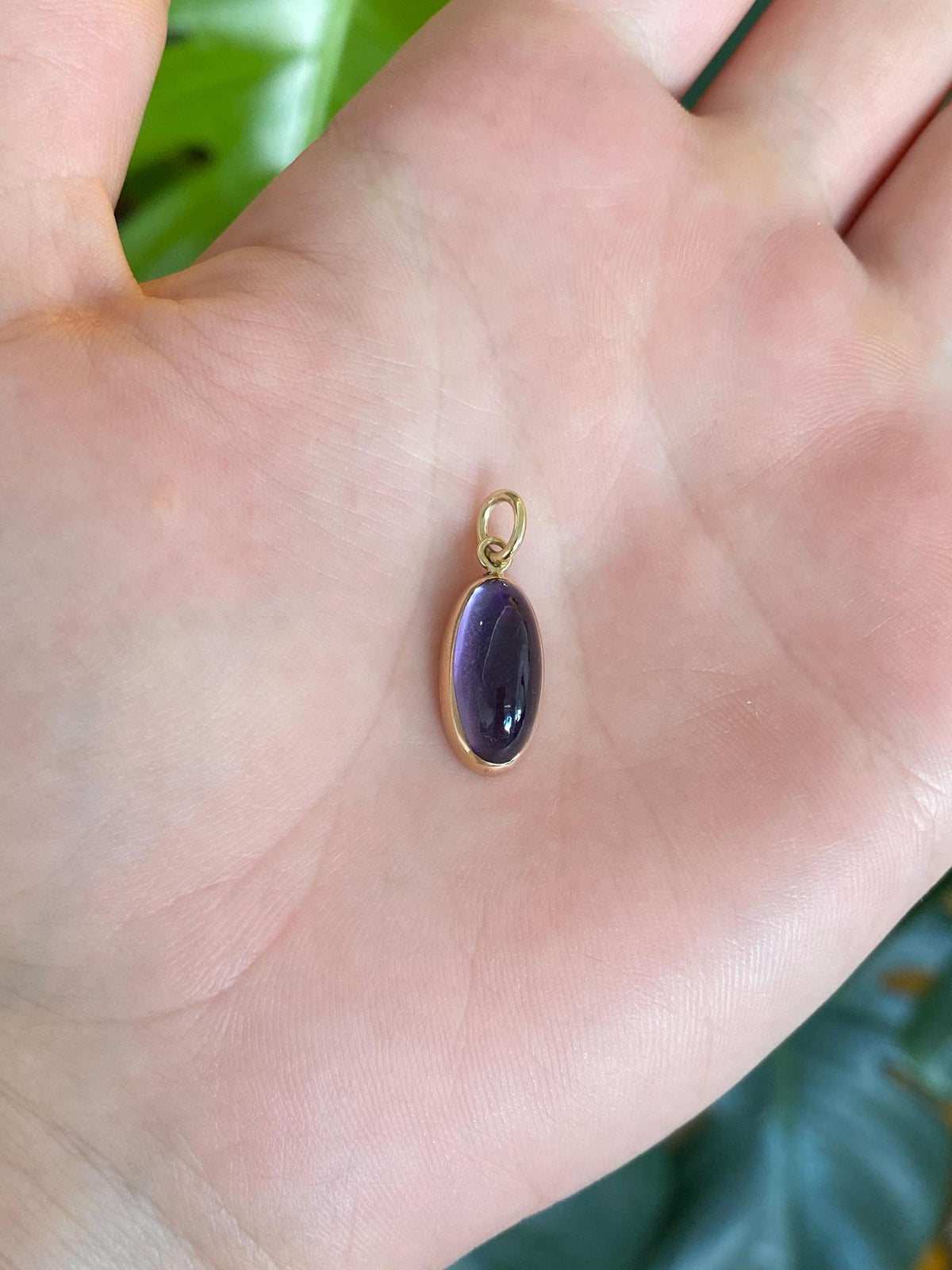 Vintage Solid 14k Yellow Gold Amethyst Cufflink Conversion Charm