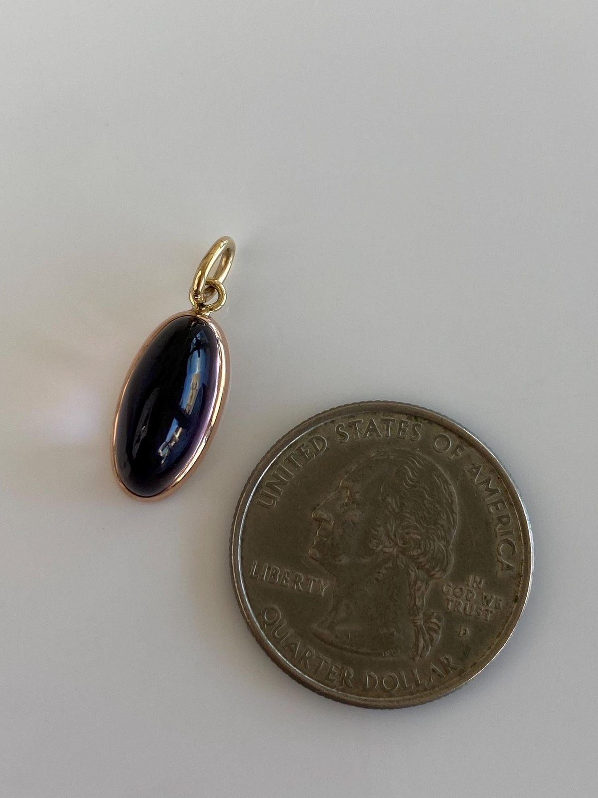 Vintage Solid 14k Yellow Gold Amethyst Cufflink Conversion Charm