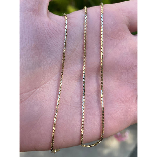 Vintage Solid 14k Yellow Gold Box Chain Necklace - 15.25 inches