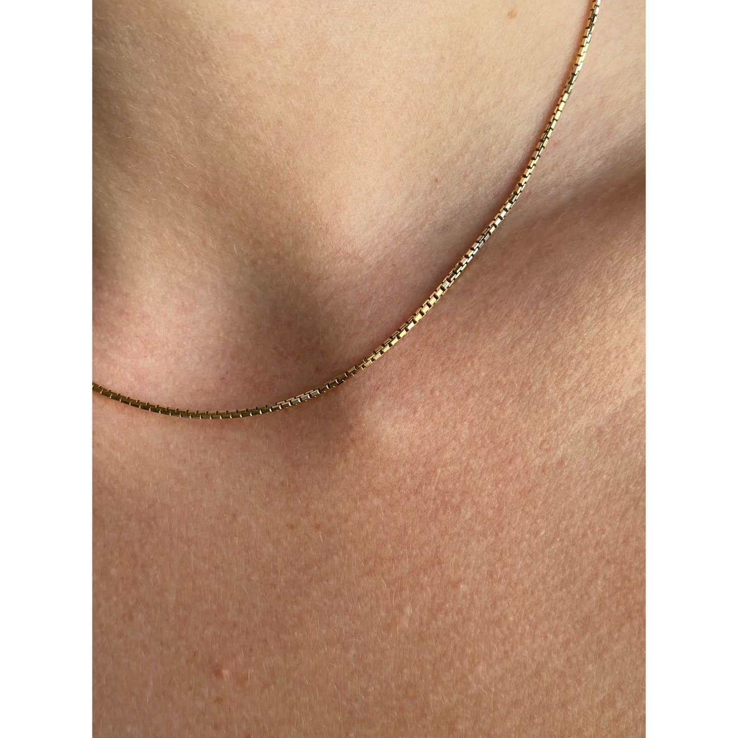 Vintage Solid 14k Yellow Gold Box Chain Necklace - 15.25 inches