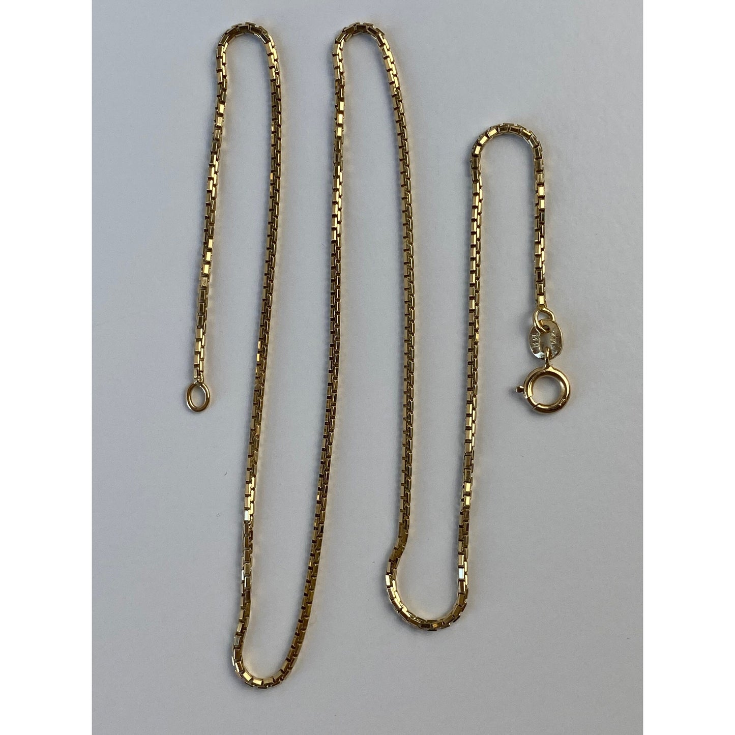 Vintage Solid 14k Yellow Gold Box Chain Necklace - 15.25 inches