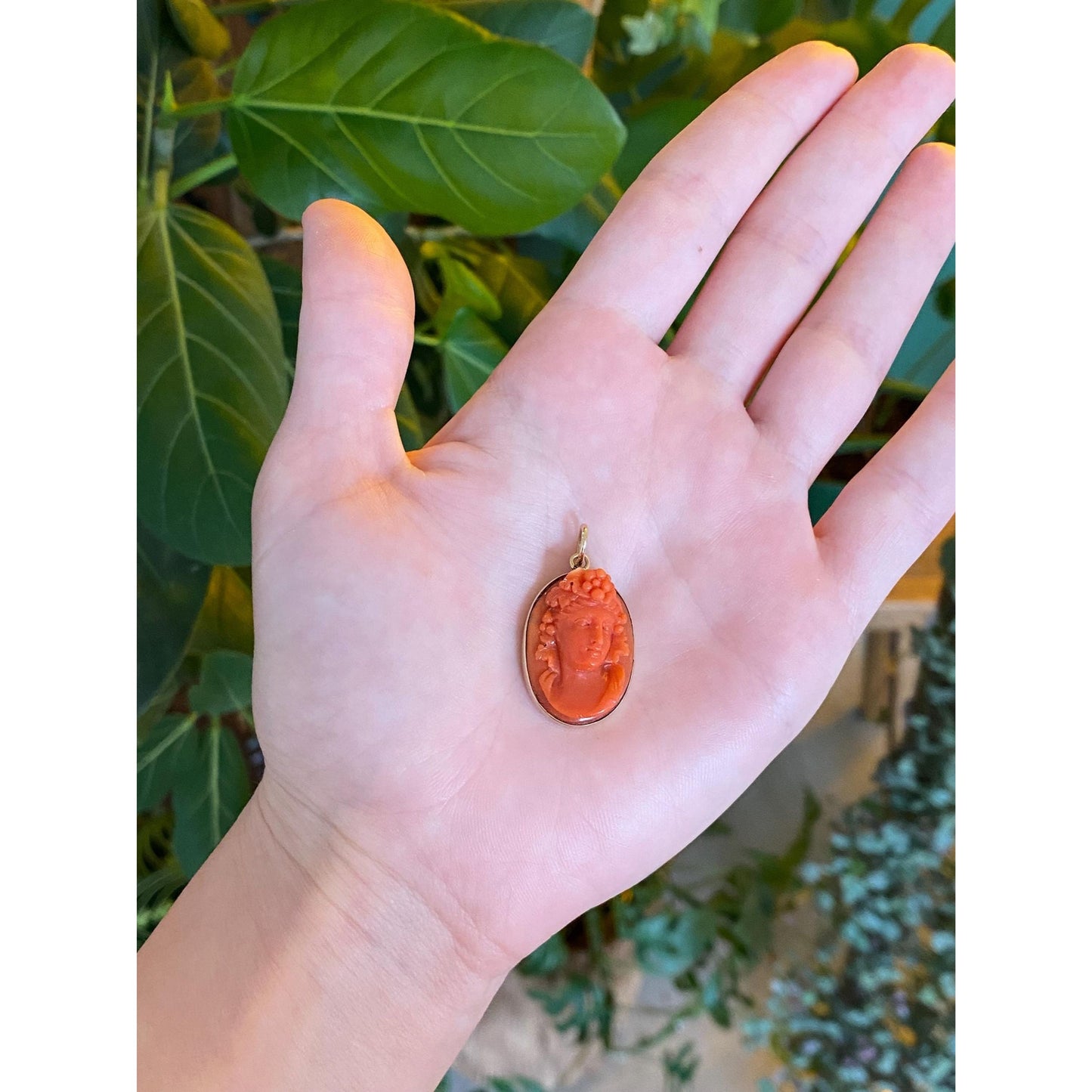 Vintage Solid 14k Yellow Gold Cameo Charm