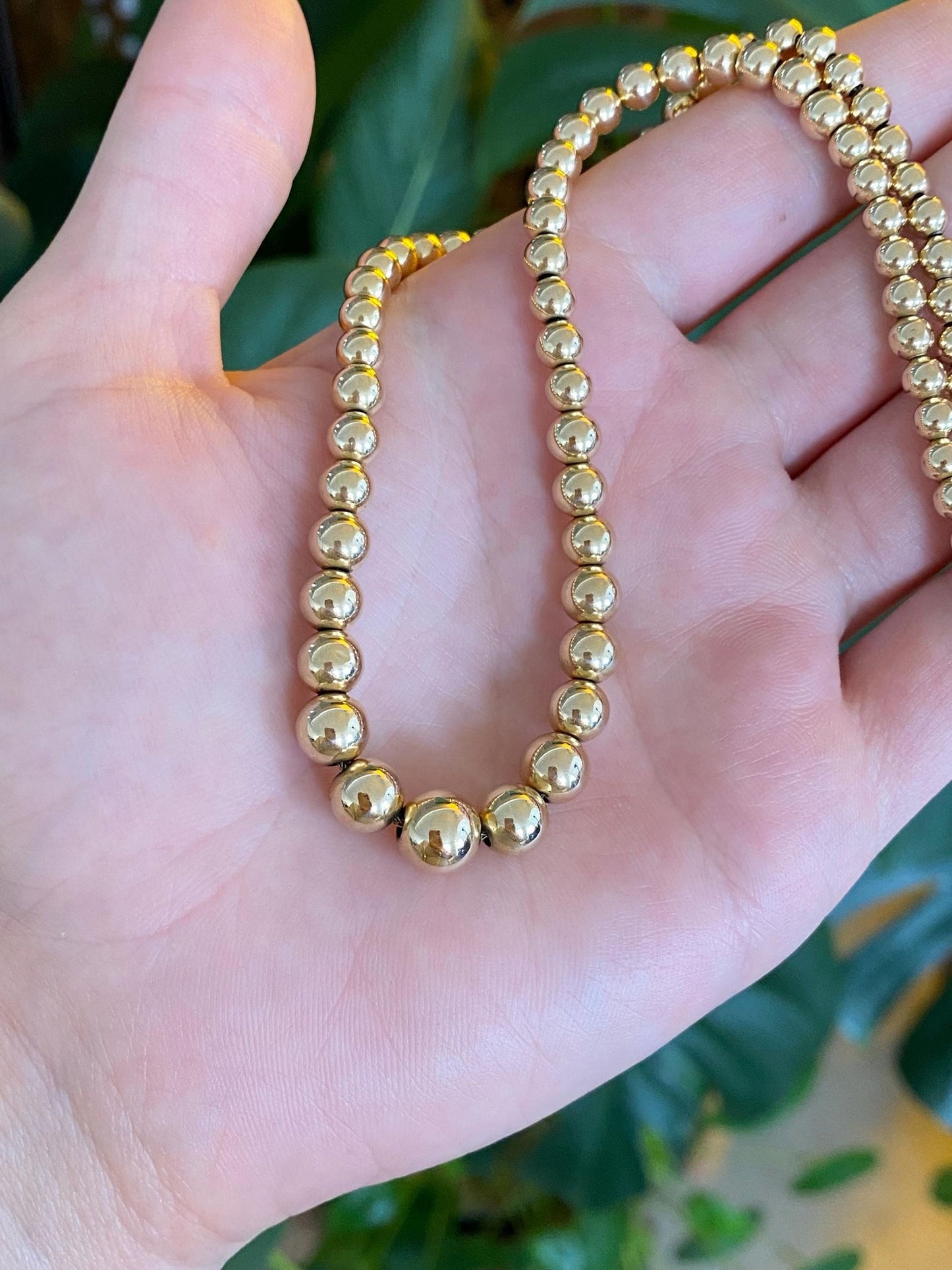 Vintage 14k Yellow Gold Graduated Gold Ball Necklace - 15.5 inches