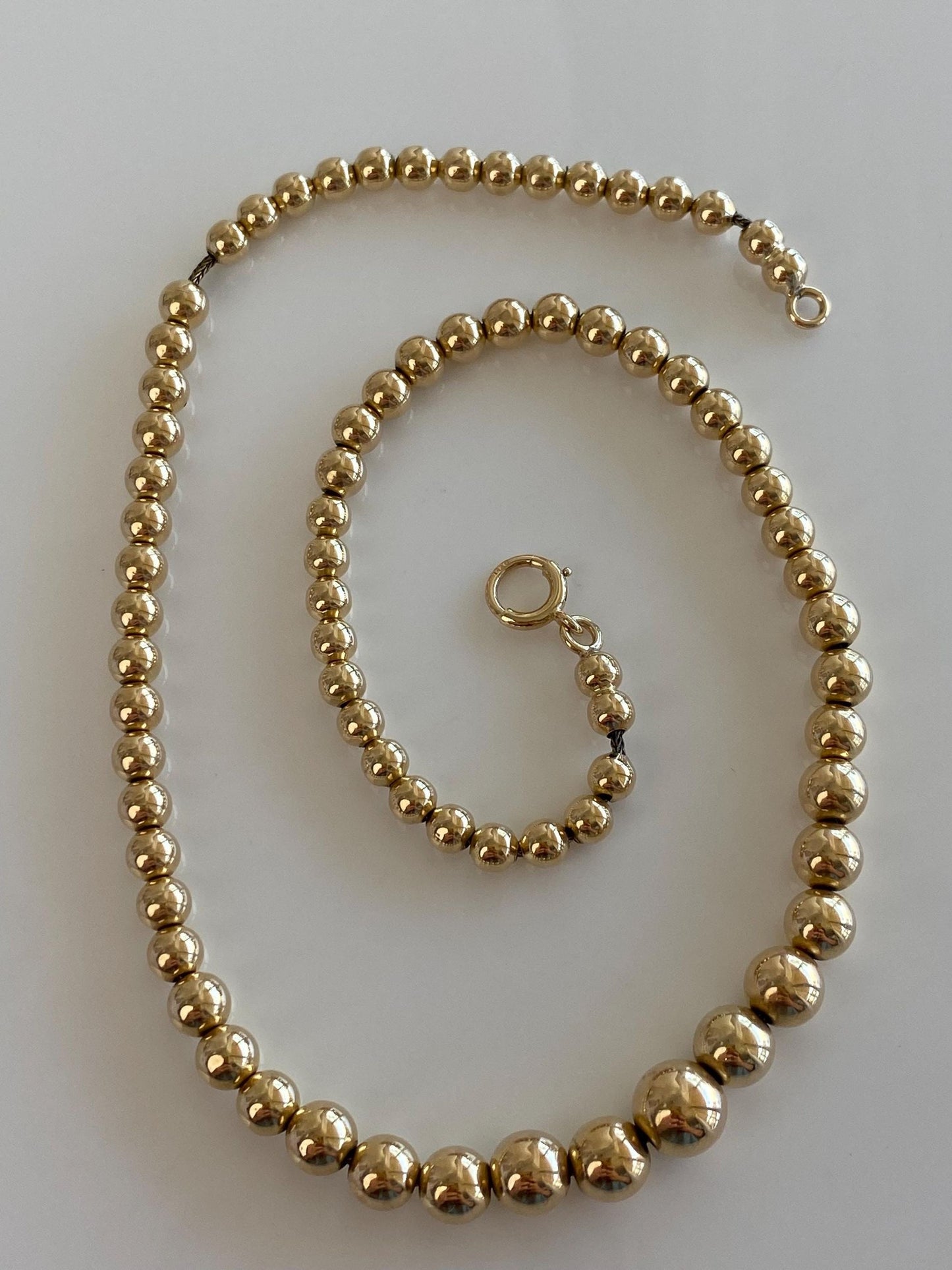 Vintage 14k Yellow Gold Graduated Gold Ball Necklace - 15.5 inches